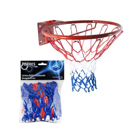 Купить Сетка баскетбольная Torres, нить 4 мм, бело-сине-красная в Назрани 